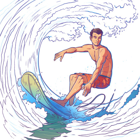 Vector illustration of a surferのイラスト素材