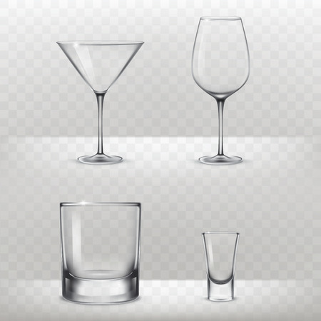 Set of glasses for alcohol in a realistic styleのイラスト素材