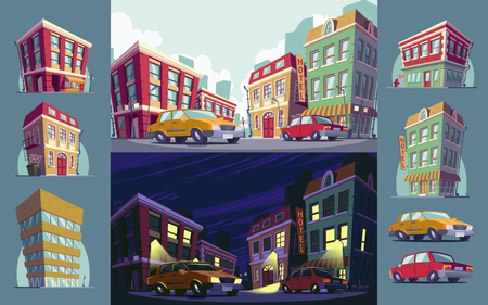 Cartoon illustration of the historic urban area.のイラスト素材