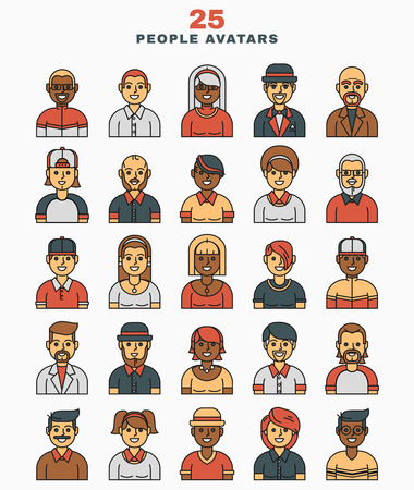 Set of vector illustration a flat avatars iconsの写真素材