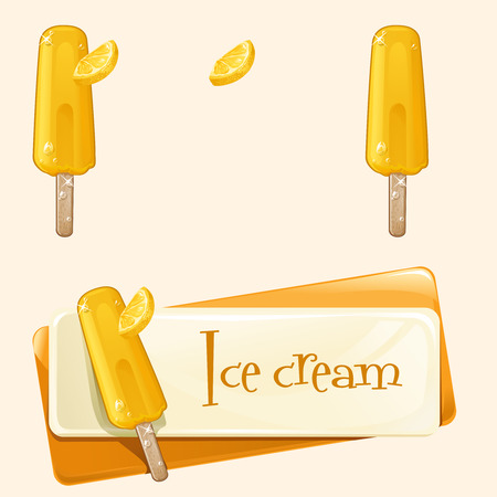 Banner with ice cream in stick.のイラスト素材