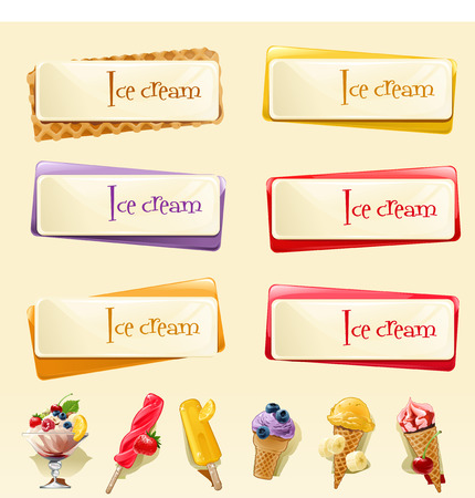 Vector set of banners with ice creamのイラスト素材