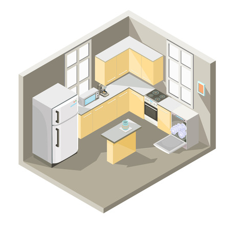 Vector isometric design of a kitchenのイラスト素材