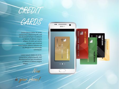 Vector illustration in a realistic style the concept of mobile payments using the application on your smartphone.のイラスト素材