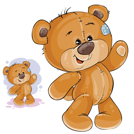 Vector clip art art illustration teddy bear waving its paw. Print, template, design elementのイラスト素材