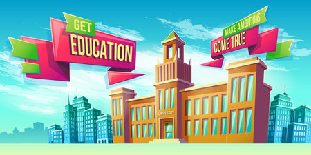 Vector Cartoon Illustration Banner Educational Background With