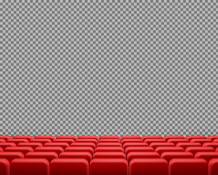 Vector realistic rows of red cinema or theater seatsのイラスト素材