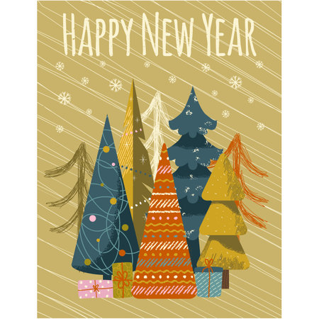 Happy New Year vector winter holiday backgroundのイラスト素材