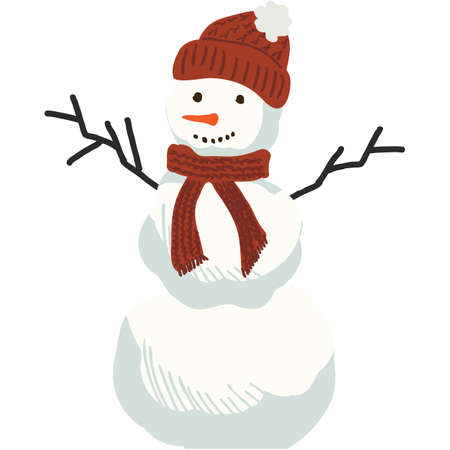 Snowman vector xmas cartoon isolated winter iconのイラスト素材