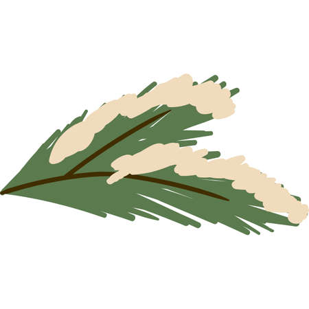 Fir branch under snow vector icon isolatedのイラスト素材