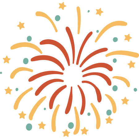 Colorful xmas firework flat vector icon isolatedのイラスト素材