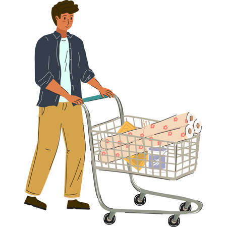 Man shopping in hardware store icon vectorのイラスト素材