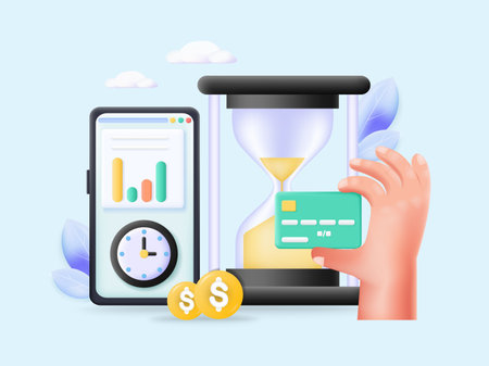 Time is money concept 3d vector illustrationのイラスト素材