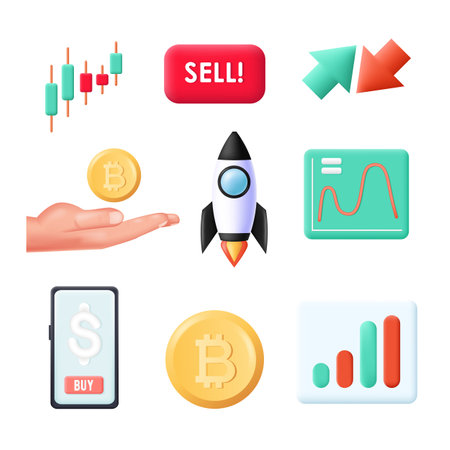 Crypto currency vector icon bitcoin exchange setのイラスト素材