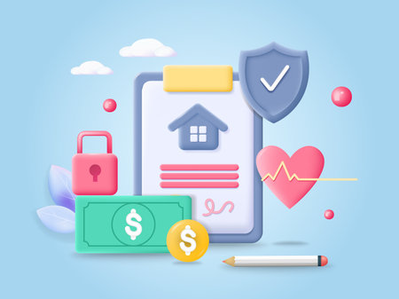 House insurance and protection service 3d vectorのイラスト素材