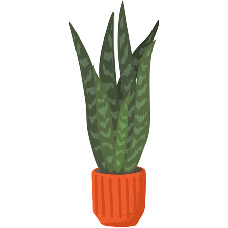 Green plant in pot vector icon interior flowerpotのイラスト素材