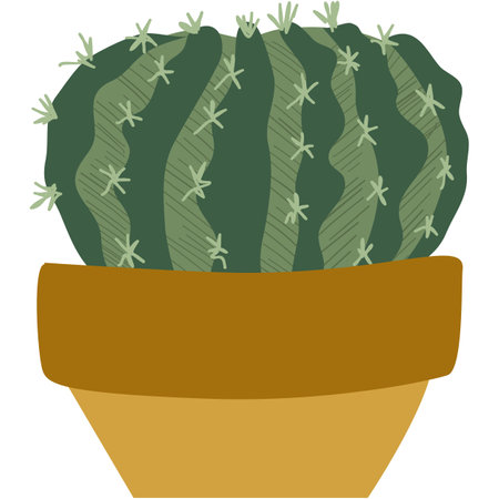 Cactus in pot vector prickly flat flower iconのイラスト素材