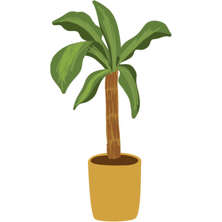 Decorative palm plant in pot vector flowerpot iconのイラスト素材