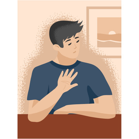 Man gesturing stop sign with hand vectorのイラスト素材