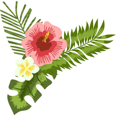 Hawaiian flower vector exotic summer cartoon iconのイラスト素材