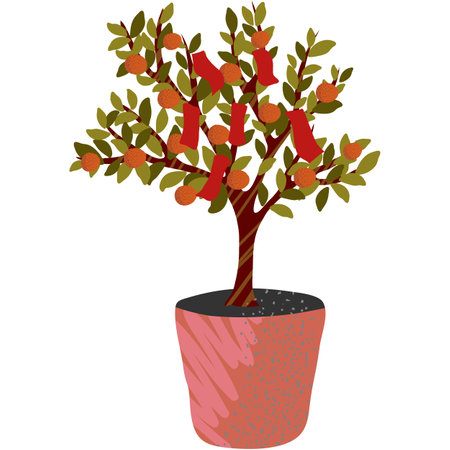Chinese orange tree vector new year plant iconのイラスト素材