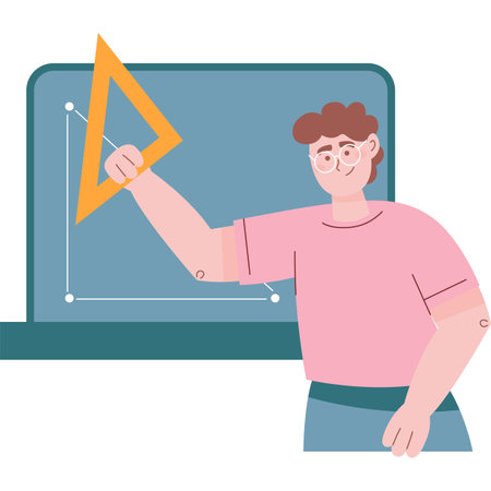 Math lesson icon teacher at blackboard vectorのイラスト素材