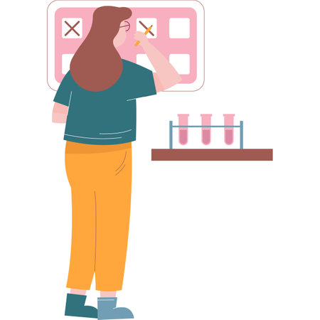 Chemistry science icon woman doing lab researchのイラスト素材