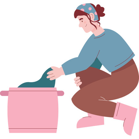 Woman cleaning home vector icon isolated on whiteのイラスト素材