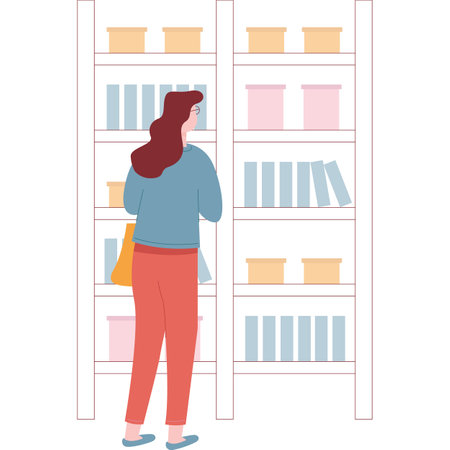 Woman customer at shop vector shopping iconのイラスト素材