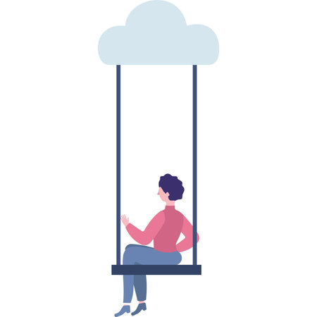 Vector woman on swing icon isolated on whiteのイラスト素材