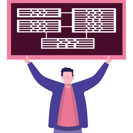 Man showing board vector project management iconのイラスト素材