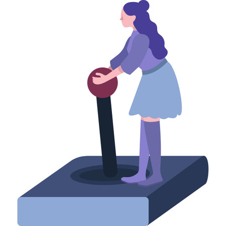 Woman click tumbler switch vector icon isolatedのイラスト素材