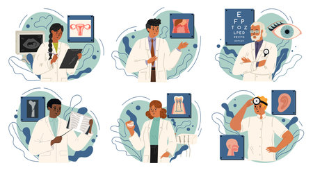 Male and female doctors cartoon characters setのイラスト素材