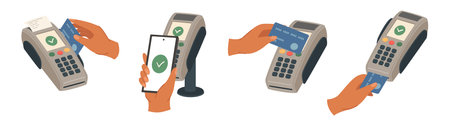 Contactless payment with pos terminal service isolated setのイラスト素材