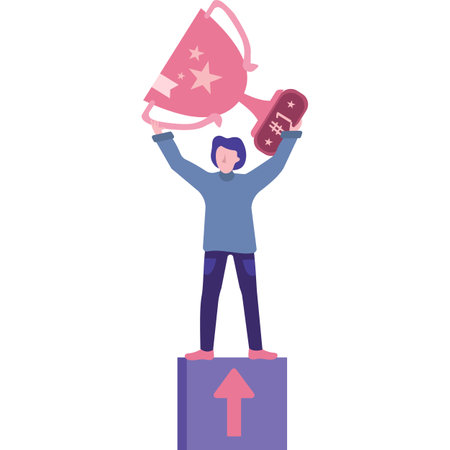 First place trophy award icon vector business manのイラスト素材