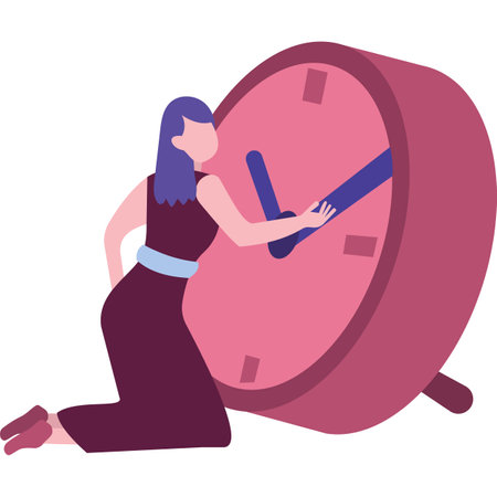Time management icon vector woman moving arrowのイラスト素材
