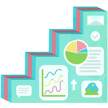 Business growth icon step ladder with infographicsのイラスト素材