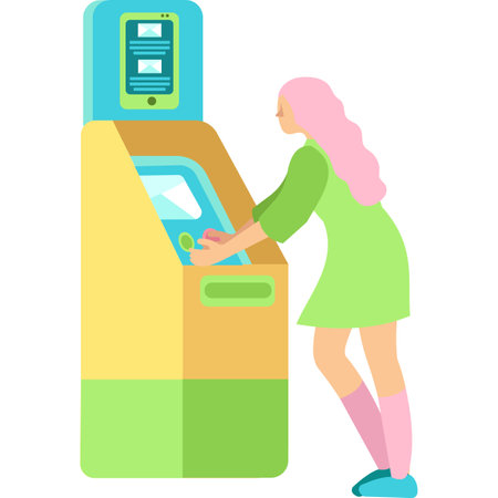 Vector woman withdraw money in atm iconのイラスト素材
