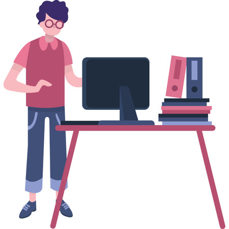 Vector man and online education course iconのイラスト素材