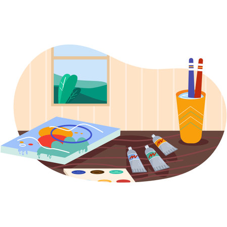 Art painting therapy workshop or artist class iconのイラスト素材