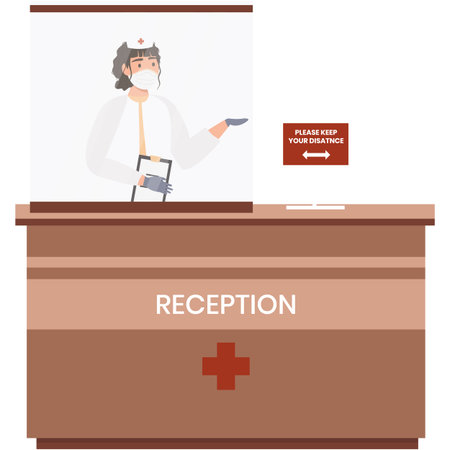Nurse at hospital clinic reception vector iconのイラスト素材