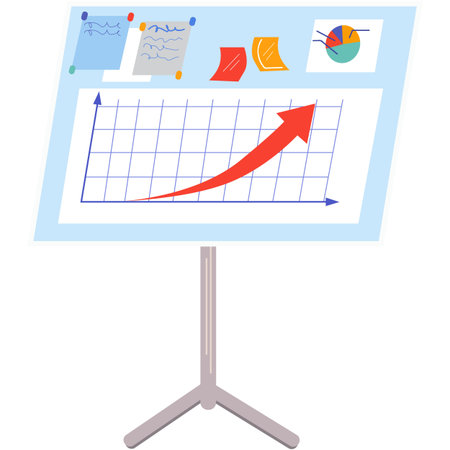 Arrow graph chart on business board icon vectorのイラスト素材