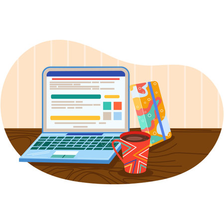 Creative  work place vector flat cartoonのイラスト素材