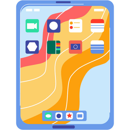 Digital mobile tablet vector illustration top viewのイラスト素材