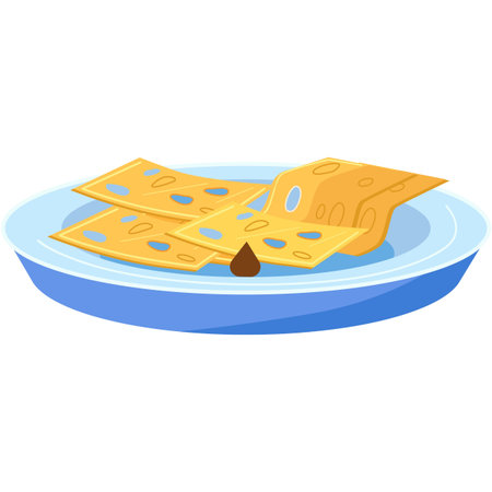 Cheese cheddar on plate vector icon isolatedのイラスト素材