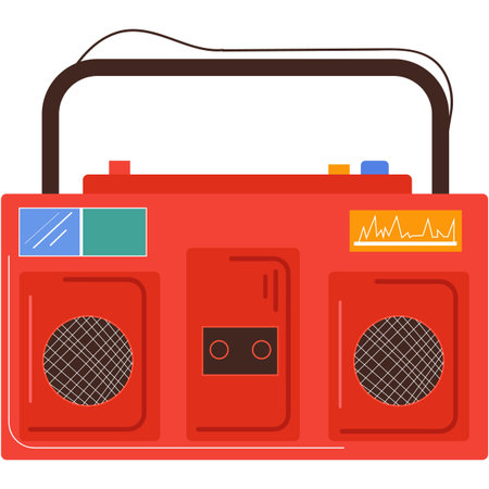 Boombox vector radio icon retro music speakerのイラスト素材