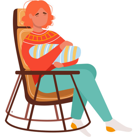 Mother rocking singing to sleep baby vector iconのイラスト素材