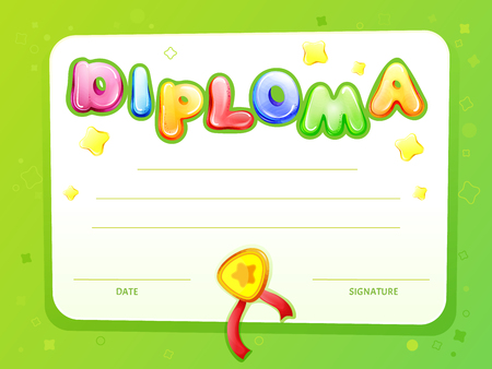 Cartoon kids certificate, diploma template.のイラスト素材