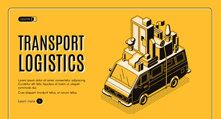 Transport Logistics Isometric Vector Web Banner With Wan