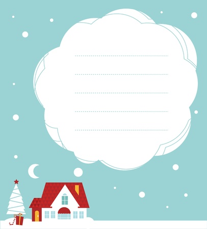 Vector Christmas card: cute little house under the snowのイラスト素材